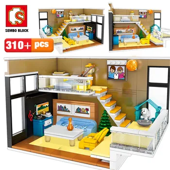 

310pcs Creative Nordic House Model Building Blocks City Street View Restaurant With Serve Figures DIY Bricks Gift Toys For Kdis
