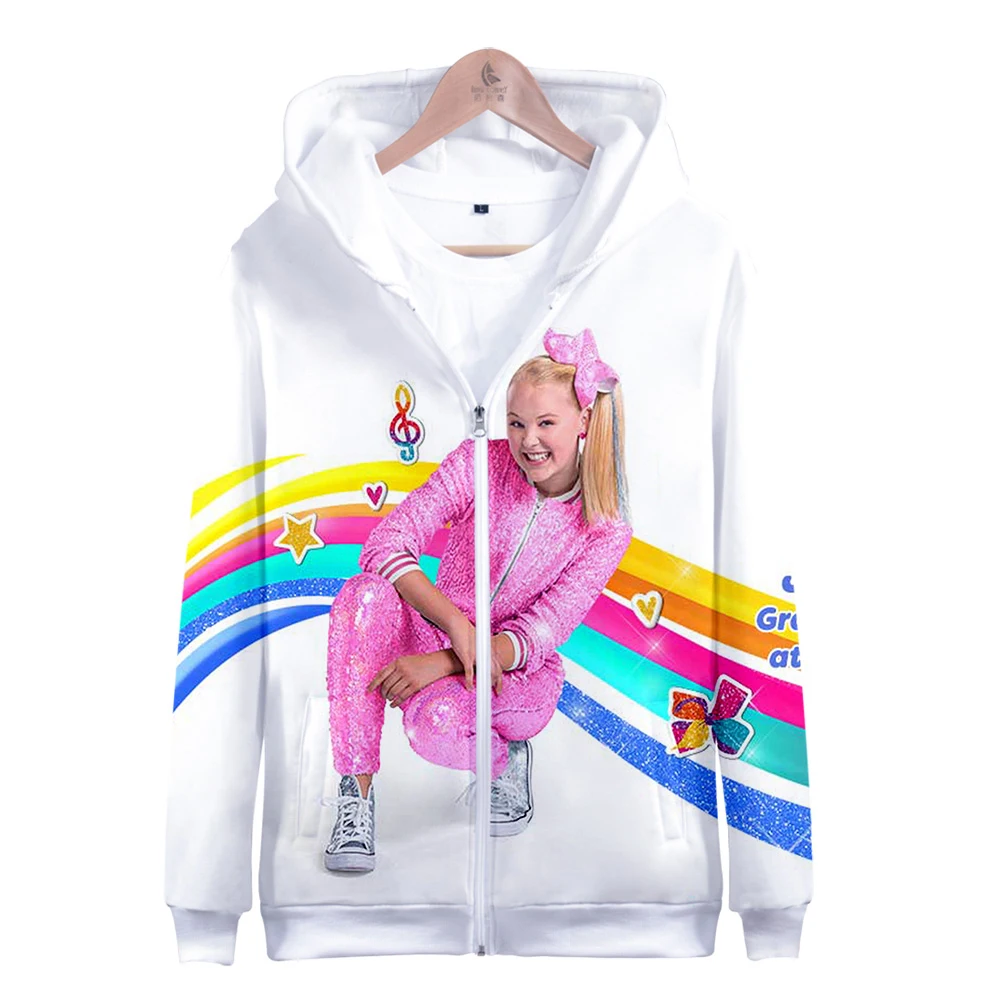 Новинка, толстовка на молнии JOJO SIWA, повседневные толстовки с капюшоном, новая модная крутая осенняя и весенняя Толстовка Highstreet
