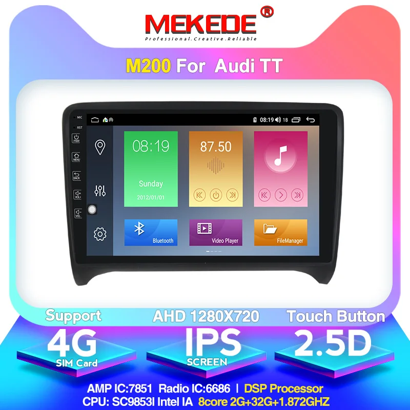 MEKEDE Android 10,0 автомобильный мультимедийный плеер для Audi TT MK2 8J 2006 2007 2008 2009 2010 2011 2012 радио встроено, carplay - Цвет: 32G