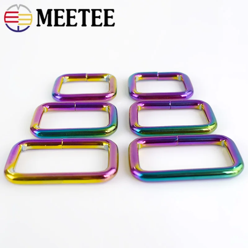 Meetee 4pc 26/33/38mm Metal Square D Ring Adjust Web Strap Buckles Bag Clasp Hang Hook DIY Luggage Hardware Accessories BF228|Пряжки и