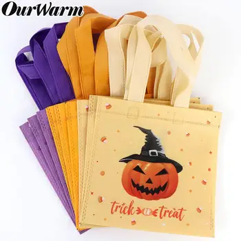 

OurWarm 6pcs Wedding Party Bags Baby Shower Boy Girl Candy Bar Packaging Non-woven Tote Bag Halloween Gift Bags Party Decor Kids