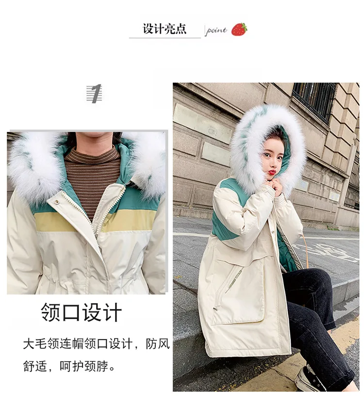Cotton-padded Clothes Clothing Mid-length Loose-Fit Korean-style Winter New Style Fashion Cotton Coat Thick Warm Large Fur Colla