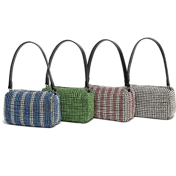 

Women PU Shoulder Bag Shiny Rhinestone Evening Clutch Purse Handbag Female Fashion Travel Crossbody Satchel Shopping Tote