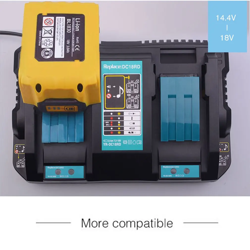Зарядное устройство Lithion с двумя портами для Makita DC18RD 14,4-18 в BL1815 BL1830 BL1840 BL1415 BL1430 BL1440