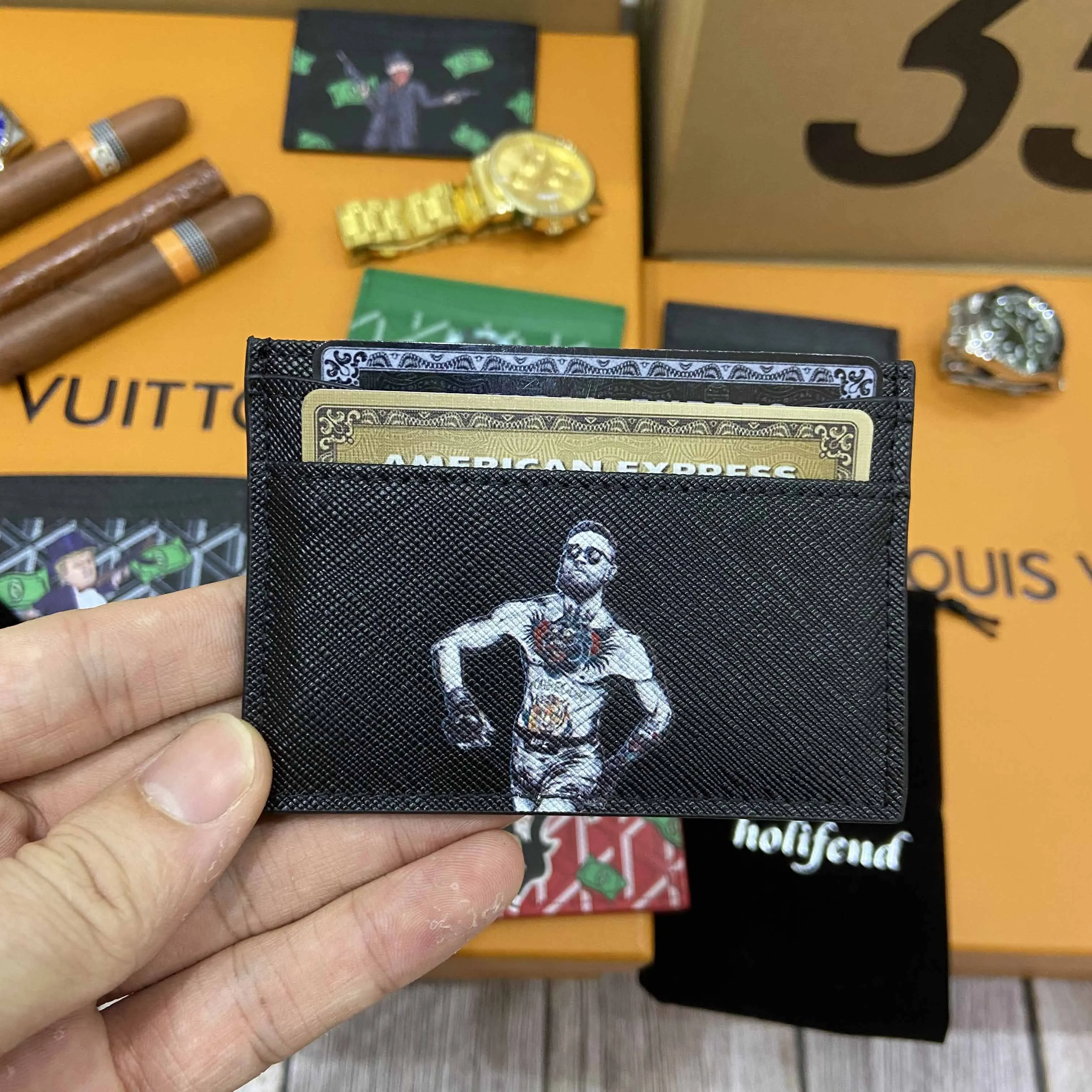Holifend Genuine Leather Monopoly Lord Money Card Holder Wallet Credit ID  Card Purse Bank Cardholder For Men Women Dropshipping