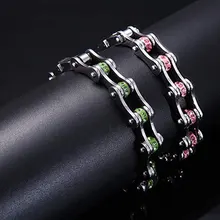 Горячая Распродажа, панковские браслеты-цепочки для женщин и мужчин, нержавеющая сталь, велосипедные звенья, стразы, цепочка на запястье, мото стальной браслет, Прямая поставка