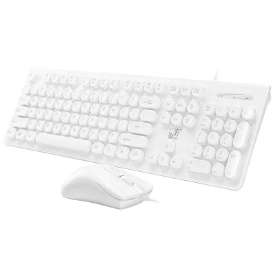 Round white sets Всплеск воды дно с кронштейном Клавиатура проводная мышь набор ультра-тонкий USB Keybord задняя Поддержка проводной Mause клавиатуры для компьютера - Цвет: Round white sets
