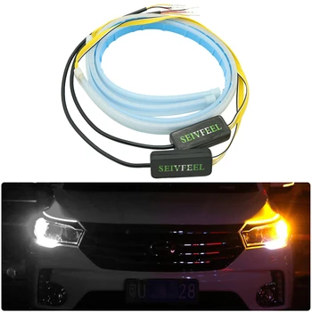 

2 PCS For Mazda 2 3 5 6 CX-7 MX-7 CX-9 CX-5 8 For Nissan Teana Patrol Car Flexible DRL Flowing Amber Day Light Turn Signal Light
