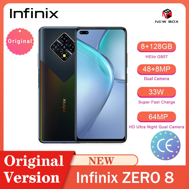 Infinix ZERO 8 ZERO8 смартфон 6 85 дюймов Гб 128 64 Мп задняя камера HelioG90T 33 Вт Супер зарядка