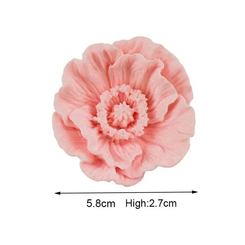 3D Flower Silicone Soap Molds Candle Molds 5.8cm Peonies Clay Mould Cake Decorating Silicone Jello Sugar Chocolate Fondant Mold