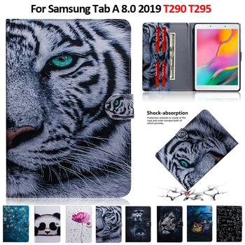 

Fashion Tiger Lion Panda Animal PU Leather Tablet Cover Funda For Samsung Tab A 8.0 2019 Case SM-T290 SM-T295 Stand Wallet Shell