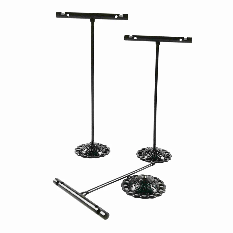 Black Wholesale 3pcs/set Jewelry Stud Earrings Display Stand Rack Metal T Bar Hanger Showcase Ear Nails Organizer Holder Shooting Prop - Цвет: Black