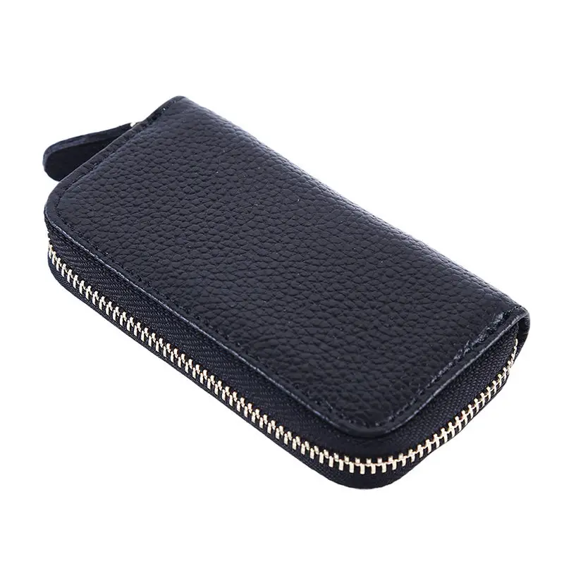 Fashion New Women Men's Cowhide Leather Zipper Purse Bag Car Key Wallets Card Holder Fashion Multifunction Housekeeper Holders