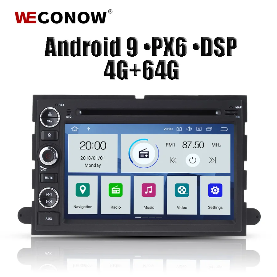 DSP ips PX6 Android 9,0 4G ram 64G Автомобильный dvd-плеер gps карта wifi радио Bluetooth 4,2 для Ford Fusion Explorer F150 Edge Expedition