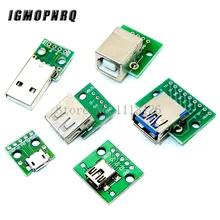 5 шт. Micro Mini USB A папа USB 2,0 3,0 A мама USB B разъем интерфейс до 2,54 мм DIP PCB конвертер адаптер коммутационная плата