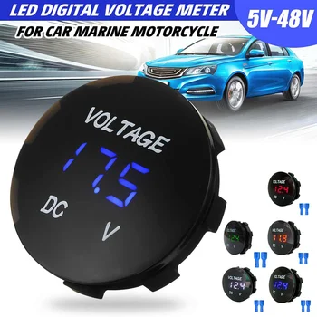 

DC 5V-48V Car Motorcycle Boat Voltmeter ATV Panel Digital Volt Voltage Meter LED Display Voltmeter 12V 24V 36V Waterproof Round
