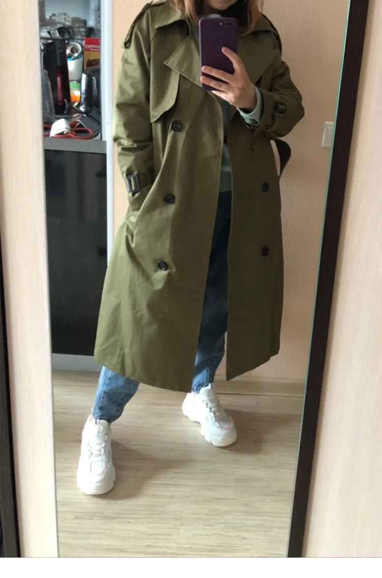 2022 Spring Autumn Russia Fashion Brand Women Long 100% Cotton Trench Coat Large Size Belted Raincoat Windbreaker Manteau Femme long puffer jacket