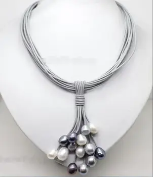 

Hot sale new Style >>>>>CHARMING AAA BIG PEARL PENDANT NECKLACE LEATHER CORD CHAIN MAGNET CLASP FASHION