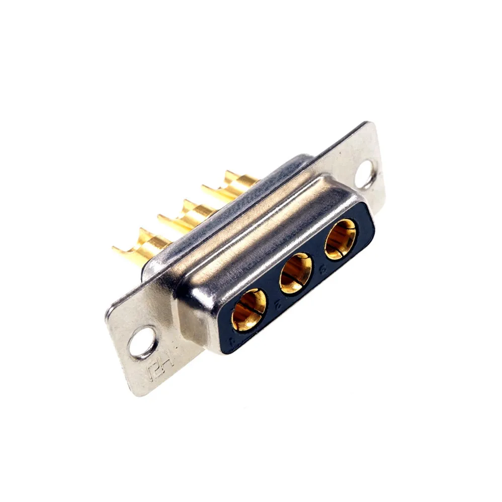 

50pcs D-Sub Connector 30 A High Power 3 Position 3 Pin Combo receptacle Socket Female Machined 3W3 Gold Panel Mount Wire Solder