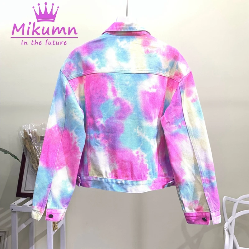 Красочные граффити короткие джинсовые куртки Панк Harajuku уличная Chaqueta Mujer Casaco feminino
