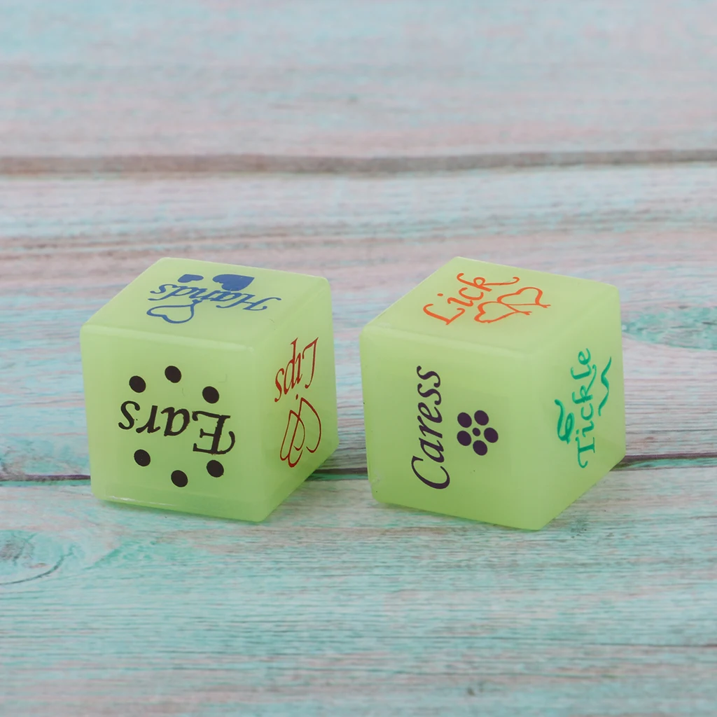 2pcs Noctilucent erotic 6-sided dice D6 6 Sided Glowing Adults Game Dice Party Supply Adult Fun Game