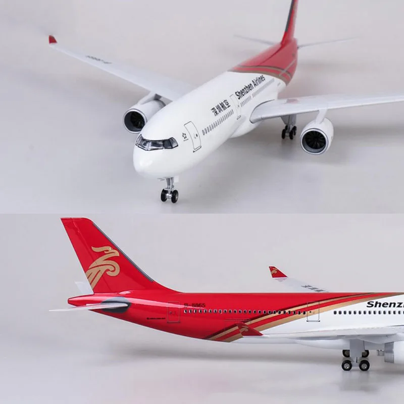 1:135 47CM Scale Shenzhen Airlines Airway Airbus A330 Model W Base Wheel Lights Resin Aircraft Plane Collection Toy Decoration