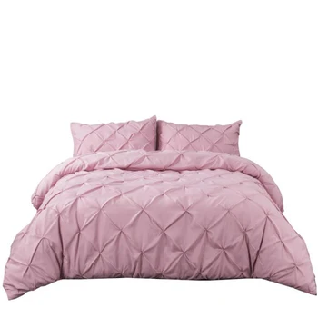 

New year Luxury Bedding Set popular Black Duvet Cover Pinch Pleat Brief Queen King Size 3pcs Bed Linen set Bedspread Pillowcase