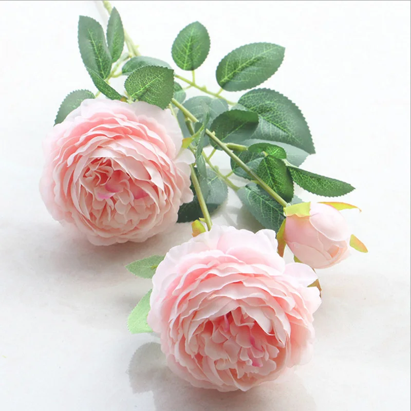 3 головки розовые Искусственные пионы Цветы Свадебные украшения искусственные розы Счастливого Рождества день рождения Домашний декор шелковые цветы