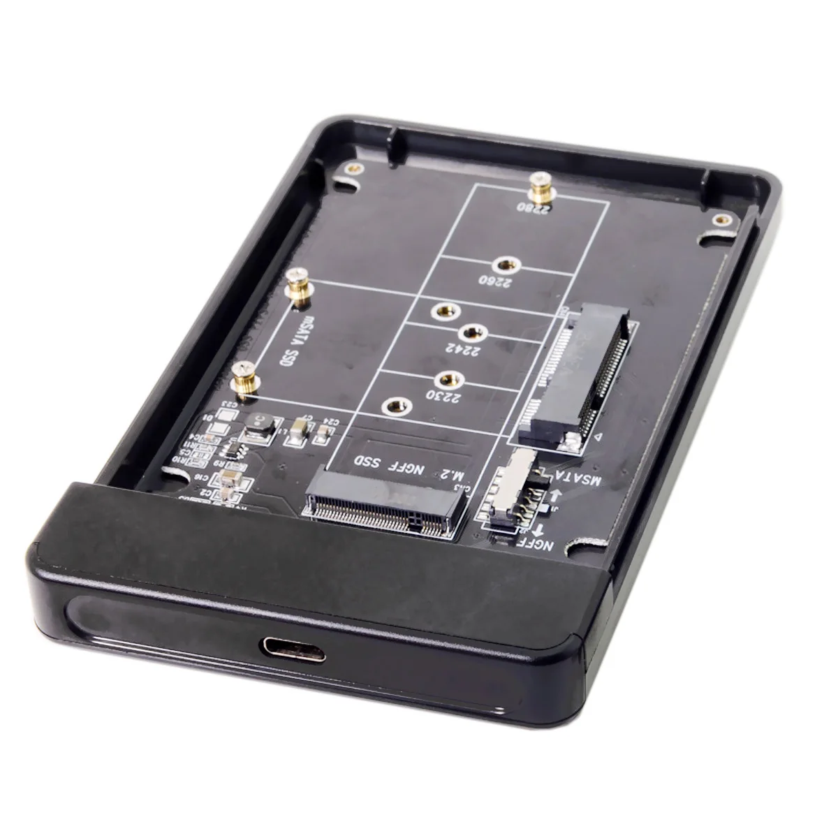 

CYDZ Combo M.2 NGFF B-key & mSATA SSD to USB Type-C Converter Case Enclosure with Switch
