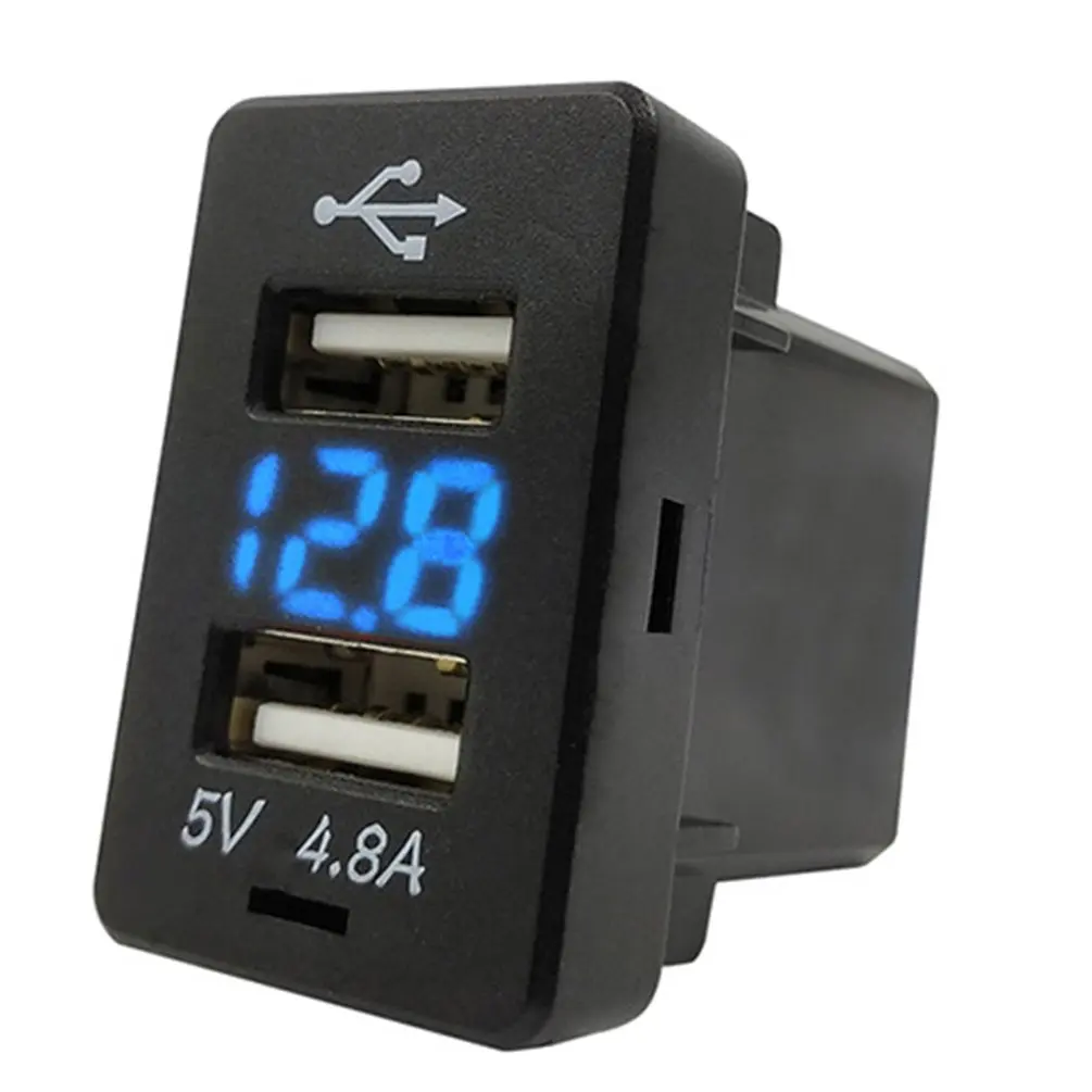 4.8A автомобильное зарядное устройство двойной USB порт светодиодный дисплей Вольт для телефона планшета навигатор Быстрая Зарядка адаптер для автомобиля Toyota