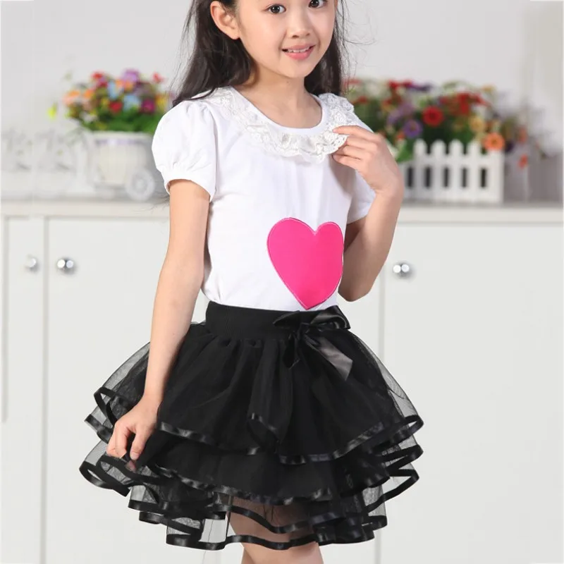 Летняя юбка для маленьких девочек с бантом и бальным платьем, подходящая для танцевальных соревнований, 5 цветов