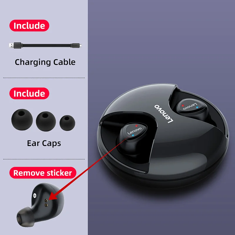 Lenovo original Air R1 TWS wireless earphones IPX5 waterproof bluetooth 5.0 dual stereo Music Sport earphone for mobile phone