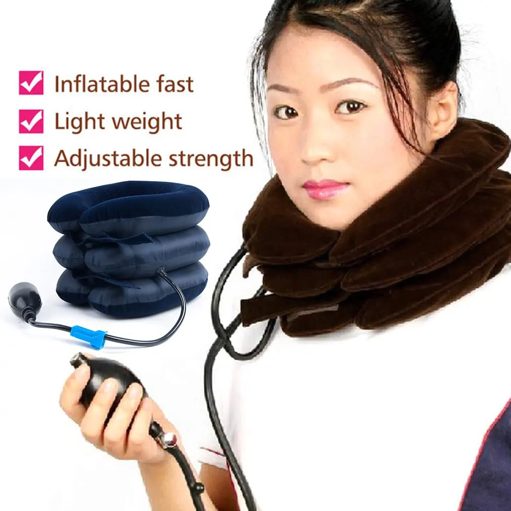 Inflatable Collar Neck Cervical Vertebra Traction Soft Brace Massage Relieve Headache Head Back Shoulder Neck Pain Massager