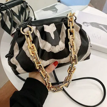 

Zebra Pattern Thick Chain women shoulder bag PU Leather Crossbody Bags 2020 Trend Women's Trending Branded Handbags small Clutch