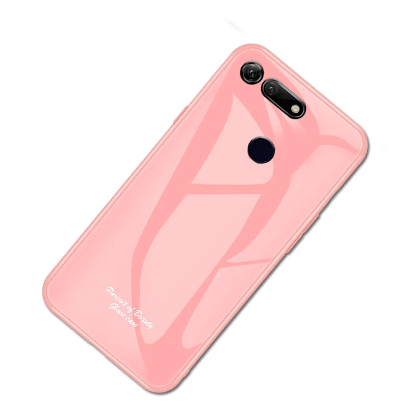 Macaron стеклянный чехол для huawei Honor V20, Модный милый Противоударный задняя крышка для huawei Honor View 20, задняя крышка для телефона - Цвет: Розовый