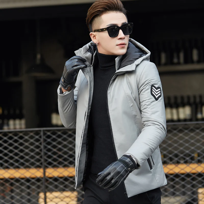 全品ポイント10倍 本革男性の冬の暖かいジャケットメンズフード付きコートアヒルダウンコートjaqueta Couro Xsls Yy414 信頼の国産ウクレレ Other Patnacomputers Com