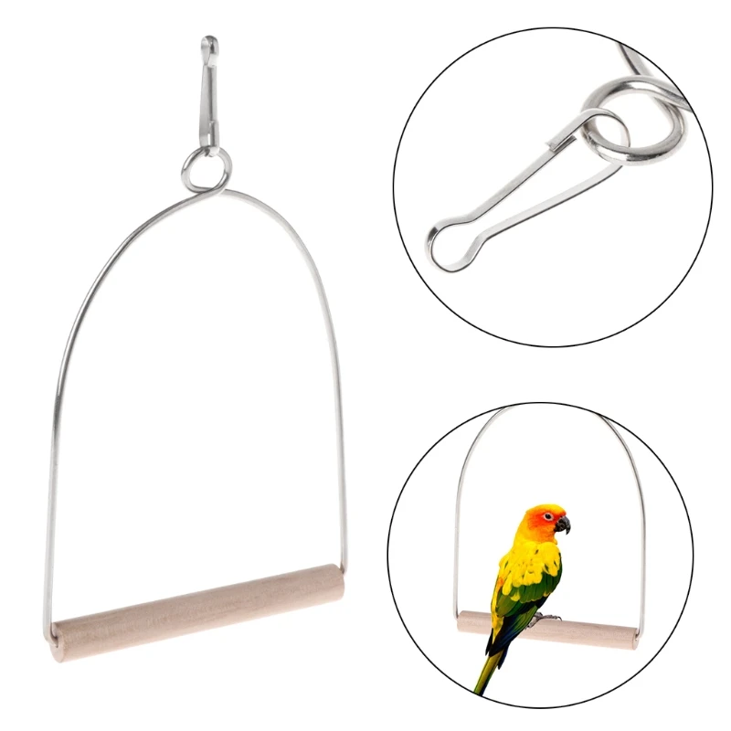 Bird Perch Stand Parrot Natural Perch 3.35" Hanging Swing Wooden Stand for Pet Bird Playing Cage for Small Birds Parrots