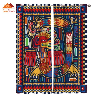 

Ethnic American Pattern Dragon Colorful Abstract Window Curtains Living Room Outdoor Fabric Drapes Curtain Home Decor