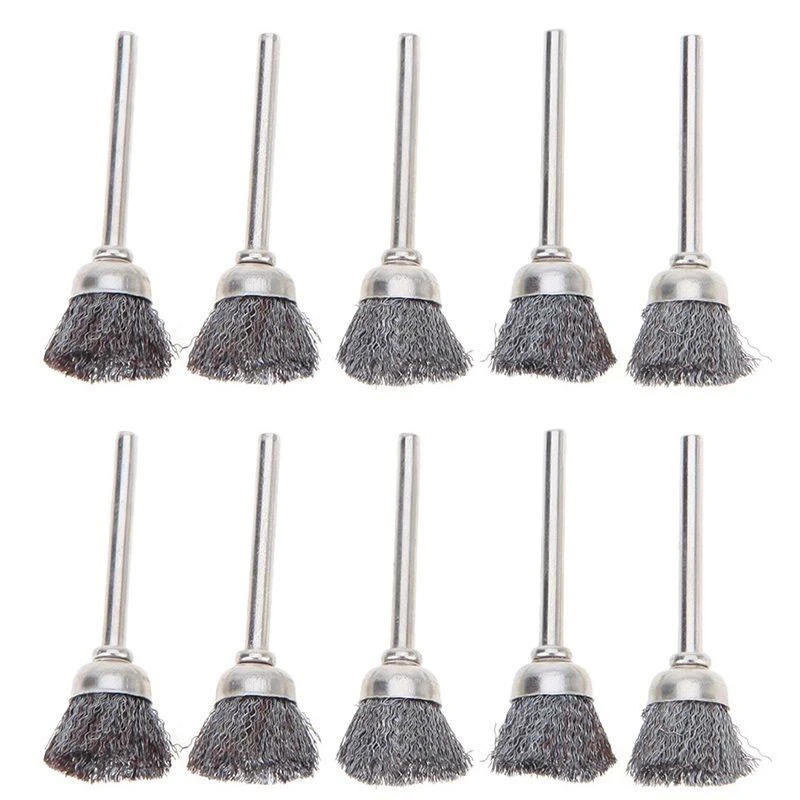 10Pcs Wire wheel brush polishing drill rotary tool grinding machine welding polishing cup bit metal descaling brush