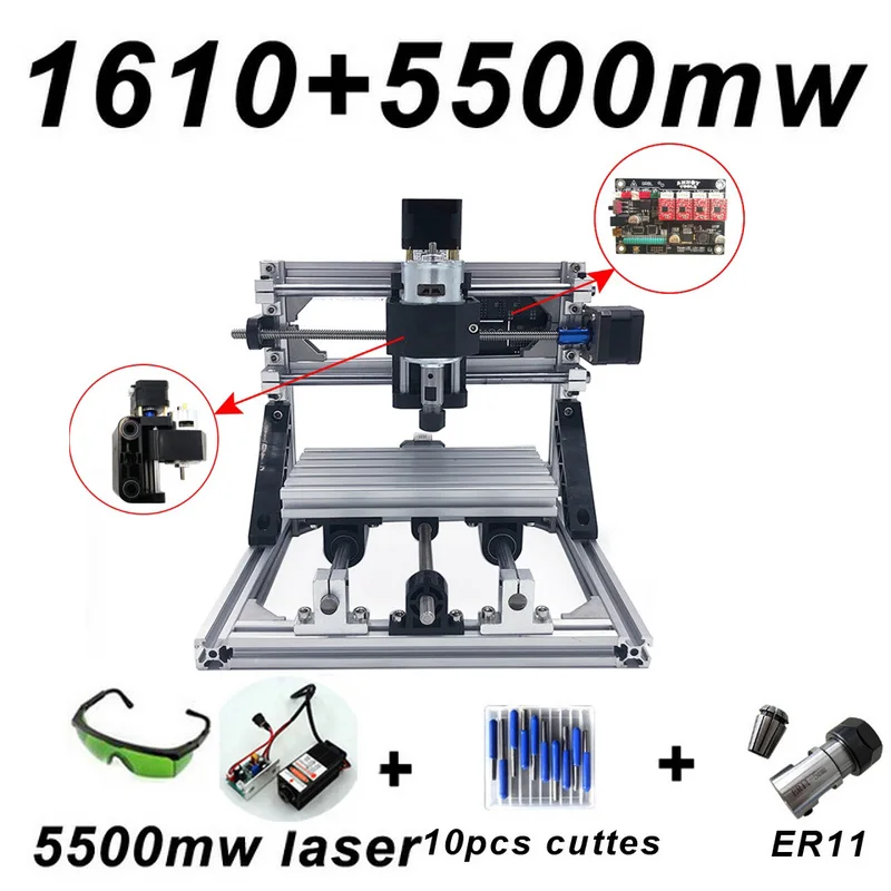 Domestica CNC1610 Laser Engraving Machine ER11 500mw 1500mw 5500mw Head Wood Router PCB Milling Carving DIY | Инструменты