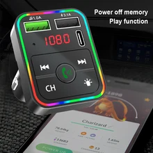 NEW Colorful Marquee Light Handsfree Bluetooth 5.0 Kit FM Transmitter Car MP3 Player Dual USB QC 3.0 PD Type C Fast Charger