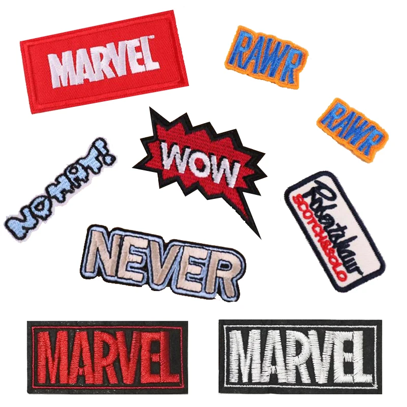 

Computer embroidery patches Marvels chapter fashion DIY English logo badges clothing patch