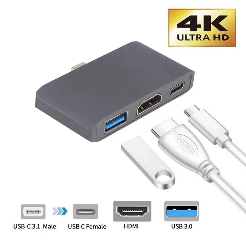 Тип C к HDMI USB 3,0 зарядный адаптер конвертер USB-C 3,0 концентратор адаптер для Mac Air Pro huawei Mate10 samsung S8 Plus Новинка