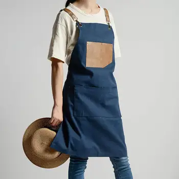 

Nordic Unisex Chef Cook Kitchen Apron Coffee Shop Hairdresser Sleeveless Apron with Pockets Work Clothing Anti-fouling Aprons
