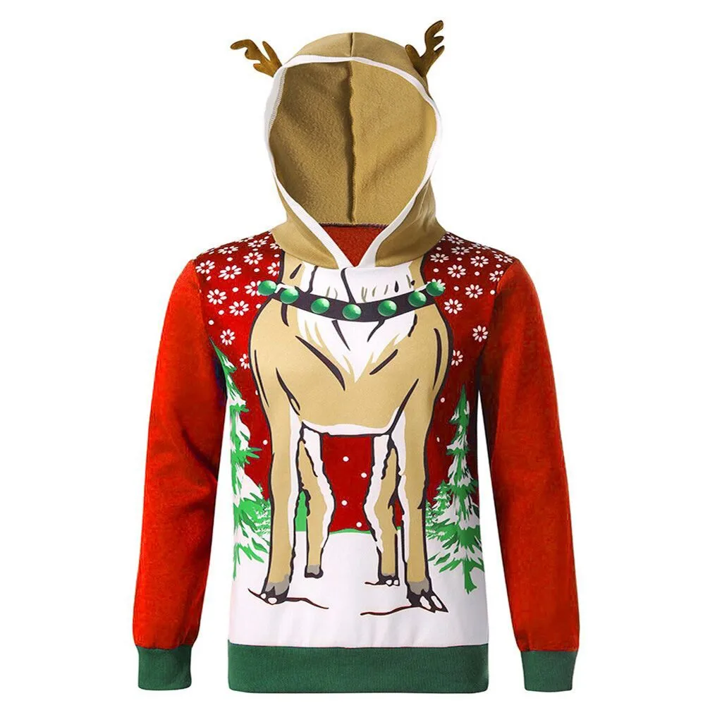 Мужской Рождественский свитер, мужская толстовка с принтом оленя, одежда с длинными рукавами, пуловер, свитер, модная Повседневная Блузка, свитера