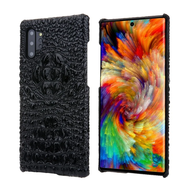 Твердый 3D чехол из натуральной кожи для samsung Galaxy Note 10 Plus Note10, чехол для сотового телефона, Роскошный милый крокодильчик, тонкая задняя крышка, чехол s