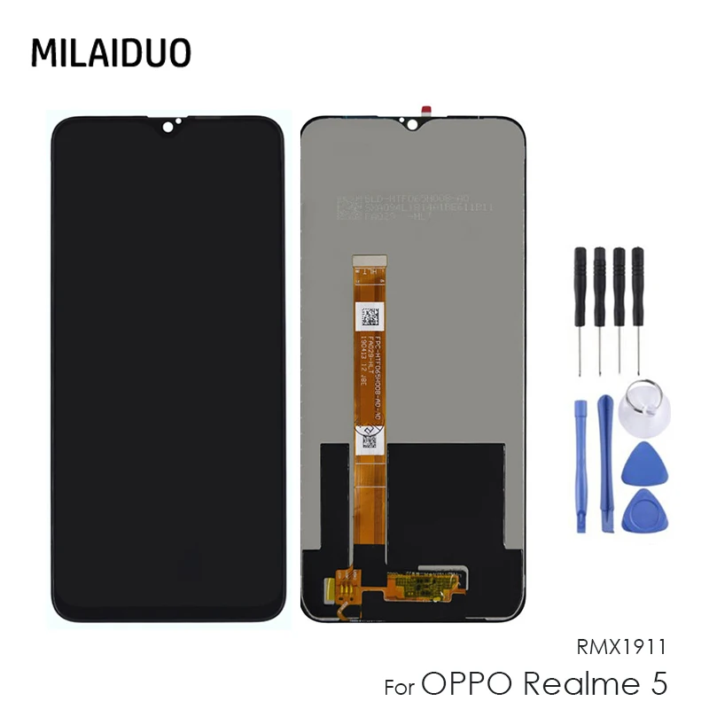 ЖК-дисплей для OPPO Realme 5 RMX1911 lcd 6,5 ''Сенсорная панель экран дигитайзер стекло комбо сборка запасные части черный+ Инструменты