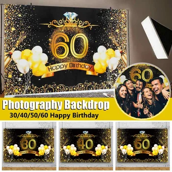 

200x150cm 30/40/50th Birthday Party Gold Dots Banner Party Poster Photo Backgrounds Photocall Photography Backdrops