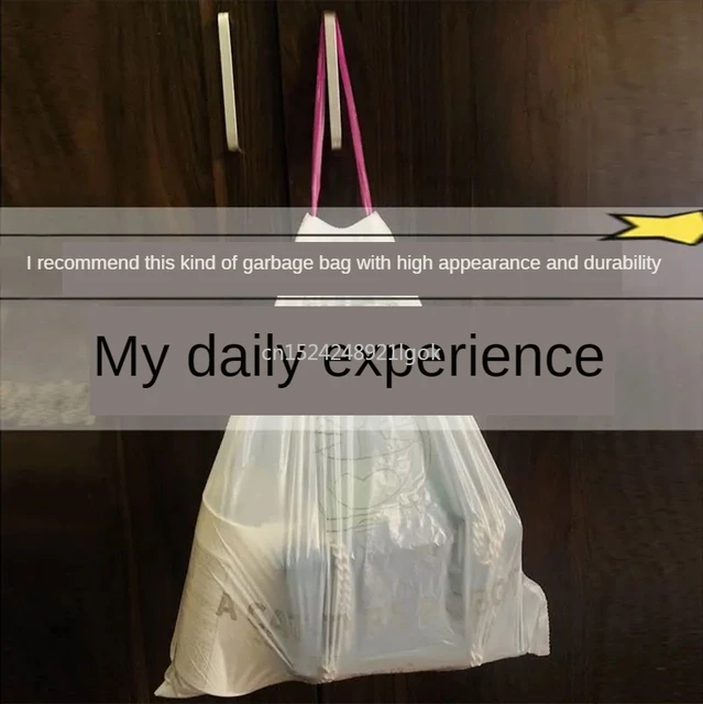 Háztartás Vastag Húzózsinórólzsák Hordozható Automatikus Bezárása Extra Vastag, Nagy Fekete Eldobható Műanyag Zacskó - Image 4