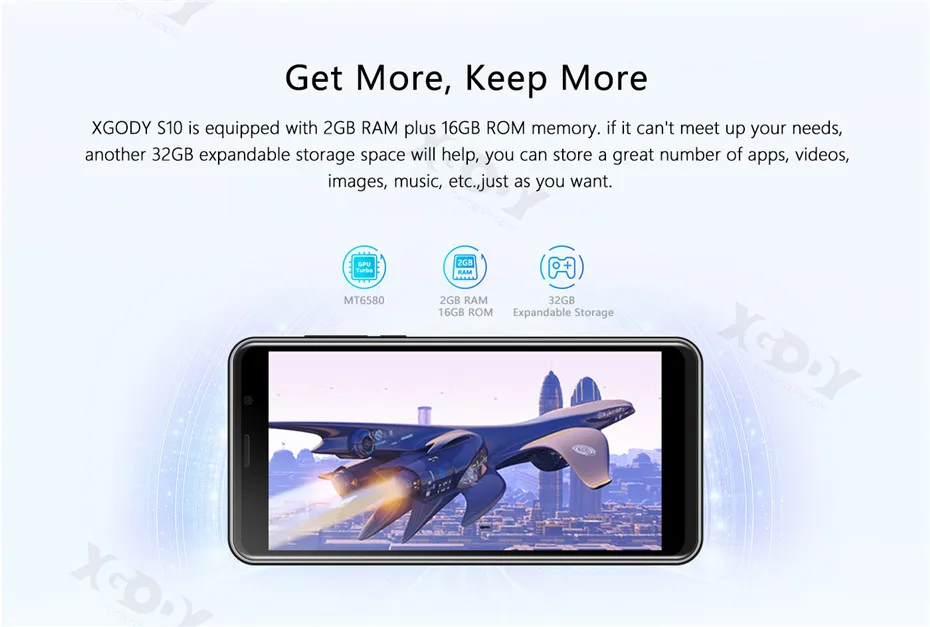 XGODY S10 5," 18:9 3g смартфон 2 Гб 16 Гб полный экран мобильный телефон Android 8,1 MTK6580 четырехъядерный Dual SIM 5MP gps WiFi Celular